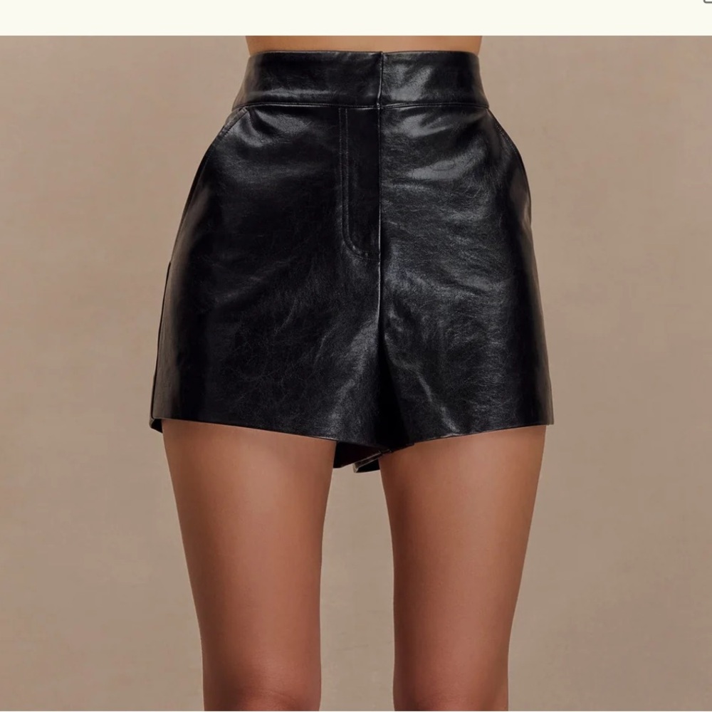 Black High-Waisted Leather Shorts